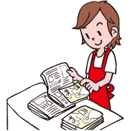 主婦（リビングレディ）が自宅で1部ずつ手差しで新聞に折込