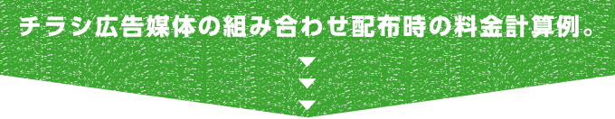 チラシ広告媒体の組み合わせ配布時の料金計算例。