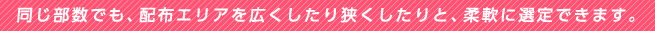 同じ部数でも、配布エリアを広くしたり狭くしたりと、柔軟に選定できます。