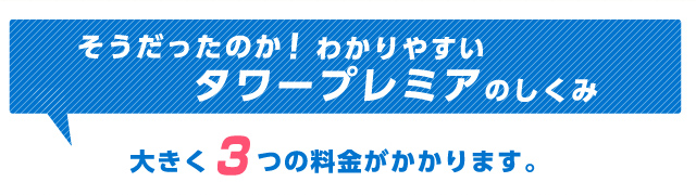 そうだったのか！わかりやすいタワープレミアのしくみ 大きく3つの料金がかかります。