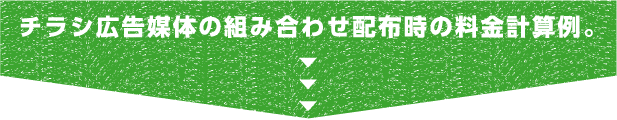 チラシ広告媒体の組み合わせ配布時の料金計算例。