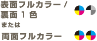 表面フルカラー/裏面1色 または 両面フルカラー